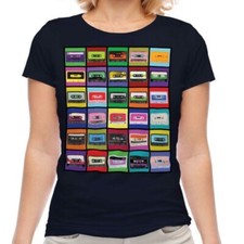 Pop Art Casete Cintas Moda Mujer Estampado Camiseta Vintage Música 80S 90S