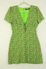 Mini Vestido Fashion Union Para Mujer Talla 6 Corbata Frontal Ditsy Floral Color Verde Nuevo con Etiquetas