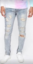 Pantalones de mezclilla Nova Crater ajustados destruidos de moda - LightWash para hombre 34 nuevos con etiquetas