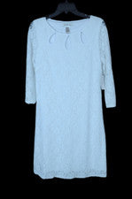 NUEVO Vestido Laundry by Design Shelli Segal Para Mujer Talla S Blanco Ojales Manga Larga