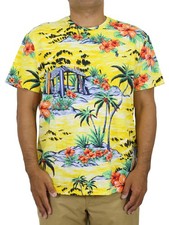Camiseta Polo Ralph Lauren Calce Clásico Algodón Cuello Redondo Estampado Completo Floral - Amarilla