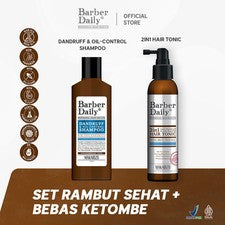Barber Daily Men Set de Cuidado del Cabello Champú Anticaspa y Tónico para el Cabello Paquete