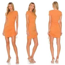 Mini Vestido Steve Madden BB Dakota Naranja Ruche Para Mujer Talla Mediana Nuevo con Etiquetas