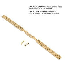 Correa de reloj de acero inoxidable antioxidante de 10 mm (oro) correa de reloj de repuesto