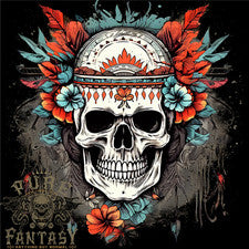 Camiseta top de algodón con calavera tribal estilo bohemio para hombre