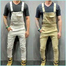 Pantalones de mezclilla con correa de resorte de color liso de moda para hombre Pantalones largos