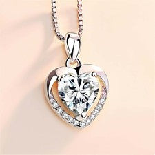 Collar con colgante de corazón en racimo de plata de ley 925 para mujeres niñas joyas