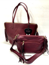 Nuevos Bolsos de Mano Imoshion Para Mujer Reversibles Bolso en Bolso Borgoña Rubor Borlas