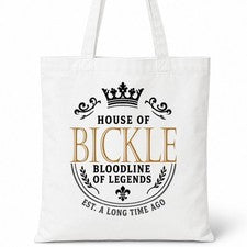 Bolso de Mano BICKLE Family Surname House Of White Algodón