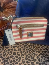 Muñequera Dooney & Bourke Cremallera Alrededor Rayas Sandía Nueva con etiquetas