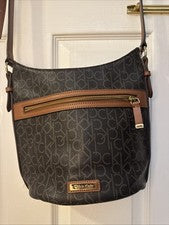 Bolso Bandolera Bolso Bolsillo Calvin Klein Para Mujer Marrón Firma Logo 10x9