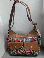Bolso de Hombro Grande Lily Bloom Keisha Coho Romántico Patchwork Nuevo con Etiquetas 12.5" X 11.5"