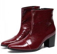 Hombres Cuero Botines Tacón Cubano Zapatos de Vestir Trabajo Discoteca Cremallera Chelsea OL