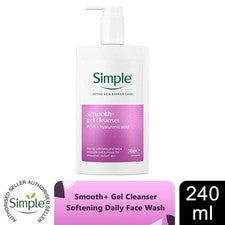 Limpiador facial simple suave + gel 240 ml suavizante cuidado diario lavado facial