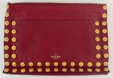 Bolso sin asas vintage VALENTINO edición limitada dorado Rockstud rojo plegable