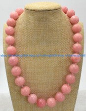 Enorme collar de perlas redondas de rodocrosita rosa natural de 14 mm 16-28"