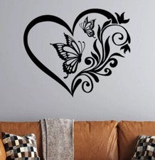 "Pegatinas de pared de 18"" arte de diseño inspirado en mariposas de corazón decoración del hogar calcomanía de vinilo a