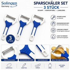 Juego de 3 peladores de verduras Solingen de acero inoxidable para cocina de patatas frutas