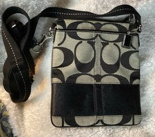 Bolso Bandolera Coach Mujer Pequeño Negro/Gris con Correa Ajustable Nuevo Estado