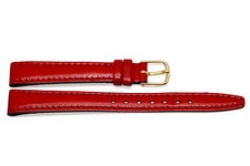 CORREA DE RELOJ TIMEX 12 MM COSIDA ROJA CLIK-ON CUERO GENUINO