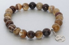 Achat natur Kugel 8mm Stretch Armband & Baum des Lebens - individuelle Größe AB