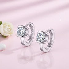 Creolen Damen Sterling Silber 925 mit Zirkonia Elegant Ohrringe / 11 mm