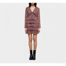 Mini Vestido Babydoll The Kooples Mujer US 6 Floral Semi Transparente Y2K