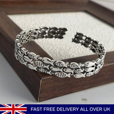 Pulsera de plata de ley 925 con colgante de peces unisex joyería regalo