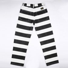 Pantalones de prisionero de lona de peso pesado clásicos estilo motociclista pantalones a rayas