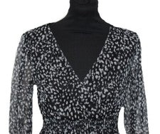 VESTIDO SEÑORA BODYFLIRT ESTAMPADO VESTIDO MANGA LARGA NEGRO BLANCO MALLA 36 38 NUEVO