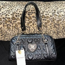 🖤Juicy Couture Negro 🖤Poción Cartera Grande Cadena de Cristal Bolso Mi Corazón $97 Nuevo con Etiquetas