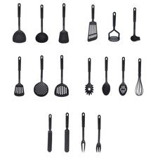 Utensilios de cocina de nailon negro de 17 piezas herramientas para cocinar () A8R7