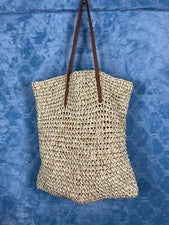 Bolso de Mano para Mujer GAP Tejido Estilo Paja Cuero Marrón Correas para el Hombro