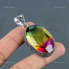 Joyería colgante vintage de boda de plata de ley 925 con piedras preciosas de turmalina múltiple
