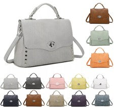 Bolso de hombro con asa superior para mujer Bolso de mano con cierre giratorio Bolso con tachuelas
