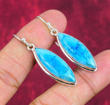 Increíbles pendientes de plata de ley 925 hechos a mano con piedras preciosas turquesa azul joyería