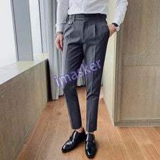 Pantalones informales de negocios británicos para hombre Pantalones ajustados Tendencia Moda Pantalones rectos