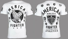 Camiseta AMERICAN FIGHTER Fort Hays Blanca Atlética Para Hombre Cuello Redondo S-5XL NUEVA CON ETIQUETAS