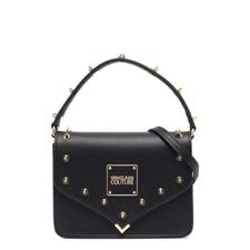 Nuevo bolso de hombro Versace Jeans Couture negro tachuelas con asa superior