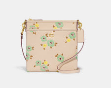 Bandolera Coach para mujer de cuero con estampado floral de latón/marfil Mult Kitt (CI183) - NUEVA