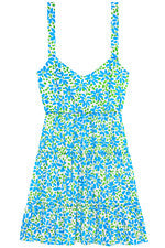 Vestido para mujer - Vestido estampado azul verde - Mini vestido - 2XL - Jersey algodón