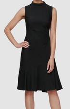 Vestido SL Moda Para Mujer Negro Cuello Simulado Sin Mangas Línea A Talla: 18