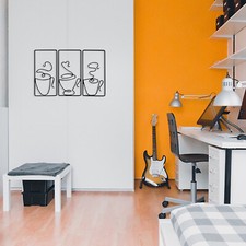3 PIEZAS Café Té Metal Arte de Pared Decoración Colgante de Pared para Hogar Oficina Salón