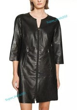 Vestido negro de piel de cordero para mujer ropa de club nocturno ceñido al cuerpo informal fiesta calce ajustado