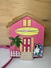 Bolso Bandolera/Cartera Betsey Johnson "BEACH HOUSE" Bulldog TROPICAL NUEVO SIN ETIQUETAS