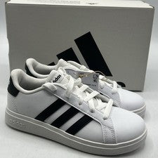 Adidas Grand Court 2.0 Juvenil Talla 2Y Blanco Negro Tenis GW6511 - Nuevas Con Caja