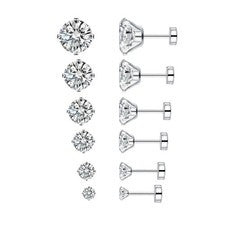 6 pares de aretes de circonita cúbica de acero inoxidable de 18 g para mujer y hombre cartílago