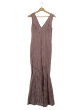 Vestido de noche mujer ASOS encaje maxi cuello en V sin mangas rosa talla 40