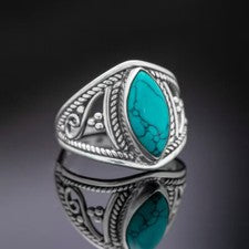 Hermosa joyería de regalo hecha a mano con piedras preciosas turquesa de plata de ley 925 para mujer