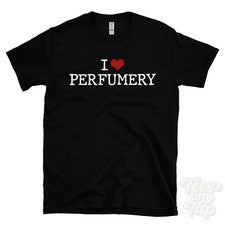 CAMISETA DE PERFUMERÍA I LOVE corazón fragancia hacer hágalo usted mismo artesanía aromas perfumista